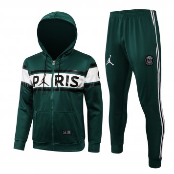 2021/22 PSG x Jordan Hoodie Green Soccer Training Suit(Jacket + Pants) Mens [2021060072]