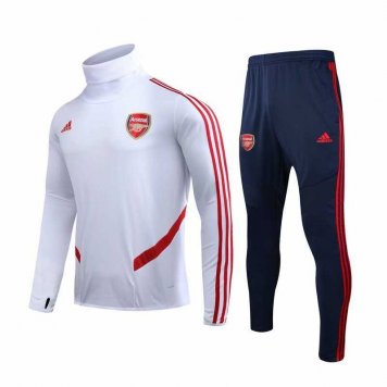 2019/20 Arsenal High Neck White Mens Soccer Training Suit(Sweater + Pants) [47012412]