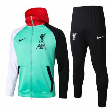 2020/21 Liverpool Green Mens Hoodie Soccer Training Suit(Jacket + Pants) [2020127216]