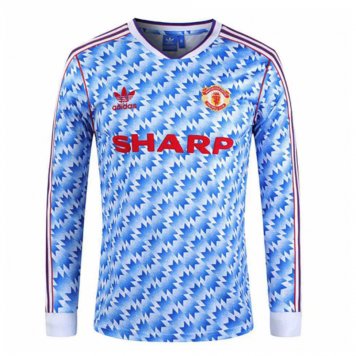 90/92 Manchester United Retro Away Long Sleeve Mens Soccer Jersey Replica [22712694]