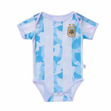 2020 Argentina Home Blue&White Stripes Baby Infant Soccer Suit [38512770]