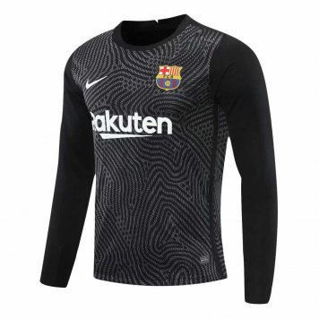 2020/21 Barcelona Goalkeeper Black Long Sleeve Mens Soccer Jersey Replica [2020127163]