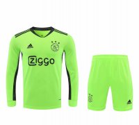 2020/21 Ajax Goalkeeper Green Long Sleeve Mens Soccer Jersey Replica + Shorts Set