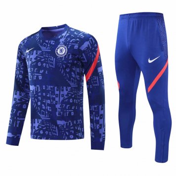2020/21 Chelsea Blue Texture Mens Soccer Training Suit [2020127604]