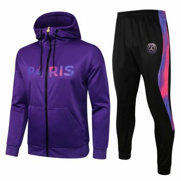 2021/22 PSG x Jordan Hoodie Purple Soccer Training Suit (Jacket + Pants) Mens [2021050186]