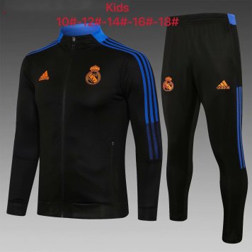 Real Madrid Black Soccer Training Suit Jacket + Pants Youth 2021/22 [20210815082]