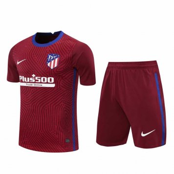 2020/21 Atletico Madrid Goalkeeper Red Mens Soccer Jersey Replica + Shorts Set [2020127401]