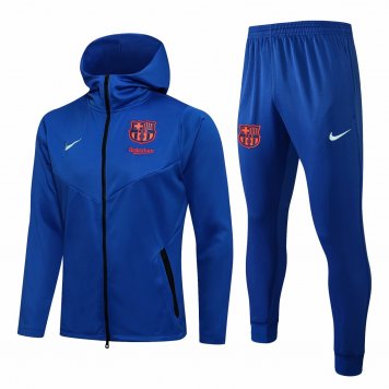 2021/22 Barcelona Hoodie Blue Soccer Training Suit(Jacket + Pants) Mens [2021060075]