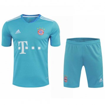 2020/21 Bayern Munich Goalkeeper Blue Mens Soccer Jersey Replica + Shorts Set [2020127404]