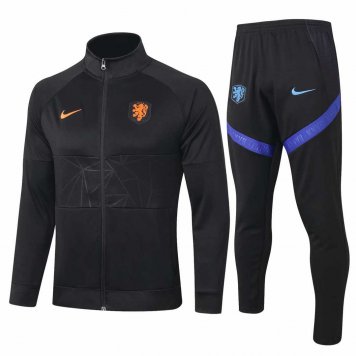 2020/21 Netherlands Black Mens Soccer Training Suit(Jacket + Pants) [47012641]
