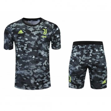 2021/22 Juventus Black Soccer Training Suit (Jersey + Short) Mens [2021050136]