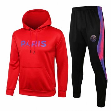 2021/22 PSG x Jordan Hoodie Red Soccer Training Suit (SweatJersey + Pants) Mens