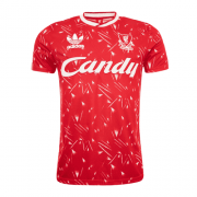 Liverpool 1989-91 Retro Home Red Men Soccer Football Kit