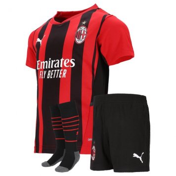 AC Milan Soccer Jersey+Short+Socks Replica Home Youth 2021/22 [20210825087]