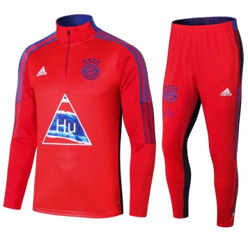 2020/21 Bayern Munich Human Race Red Mens Half Zip Soccer Training Suit(Jacket + Pants) [2020127214]