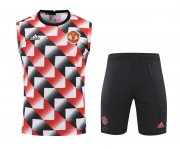 22-23 Manchester United Red - Black Soccer Football Training Kit (Singlet + Short) Man