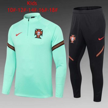 2020/21 Portugal Green Kids Half Zip Soccer Training Suit(Jacket + Pants) [2020127201]