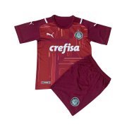 21-22 Palmeiras Goalkeepr Red Soccer Football Jersey + Shorts Kids