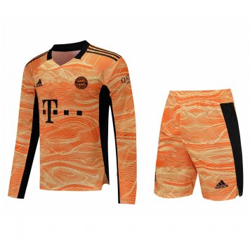 2021/22 Bayern Munich Goalkeeper Orange LS Soccer Jersey Replica + Shorts Set Mens [20210705019]
