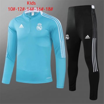 2021/22 Real Madrid Blue Soccer Training Suit(SweatJersey + Pants) Kids [2021060086]