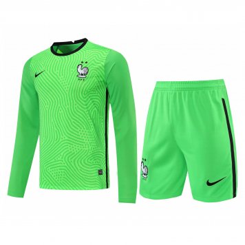 France Soccer Jersey + Short Replica Goalkeeper Green Long Sleeve Mens 2021/22 [20210720118]