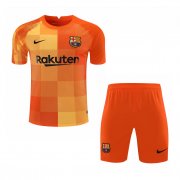 21-22 Barcelona Goalkeeper Orange Soccer Football Kit (Shirt + Short) Youth