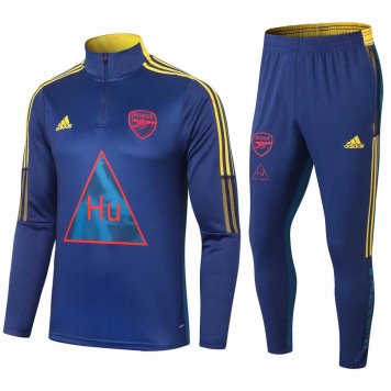 2020/21 Arsenal Human Race Blue Mens Half Zip Soccer Training Suit(Jacket + Pants) [2020127211]