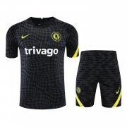 22-23 Chelsea Black Short Soccer Football Training Kit ( Top + Short ) Man