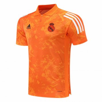 2020/21 Real Madrid UCL Orange Texture Mens Soccer Polo Jersey [20201200104]