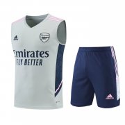 22-23 Arsenal Light Grey Soccer Football Training Kit (Singlet + Shorts) Man