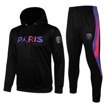 2021/22 PSG x JORDAN Hoodie Black Soccer Training Suit (SweatJersey + Pants) Mens [2020128152]