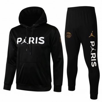 2021/22 PSG x Jordan Hoodie Black III Soccer Training Suit(SweatJersey + Pants) Mens [2021060067]