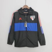 22-23 Sao Paulo FC Black - Blue All Weather Windrunner Soccer Football Jacket Top Man