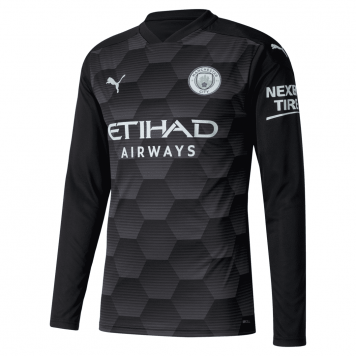 2020/21 Manchester City Home Goalkeeper Black LS Mens Soccer Jersey Replica [5212821]