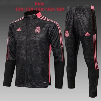 Real Madrid Black - Pink Soccer Training Suit Jacket + Pants Youth 2021/22 [20210815083]