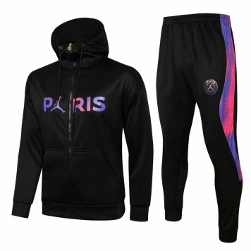 2020/21 PSG x Jordan Hoodie Black Soccer Training Suit (Jacket + Pants) Mens [2020128157]