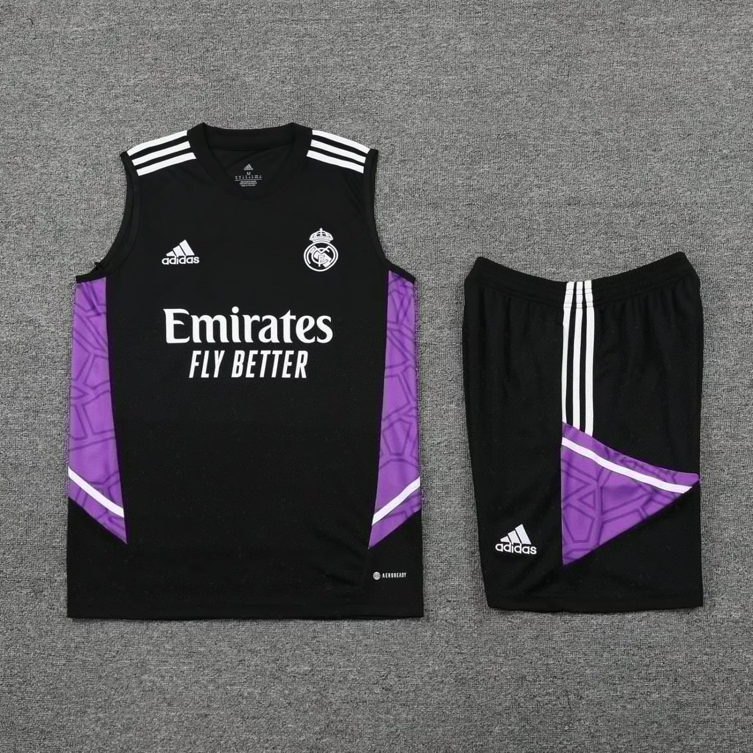 22-23 Real Madrid Black Soccer Football Training Kit (Singlet + Shorts) Man