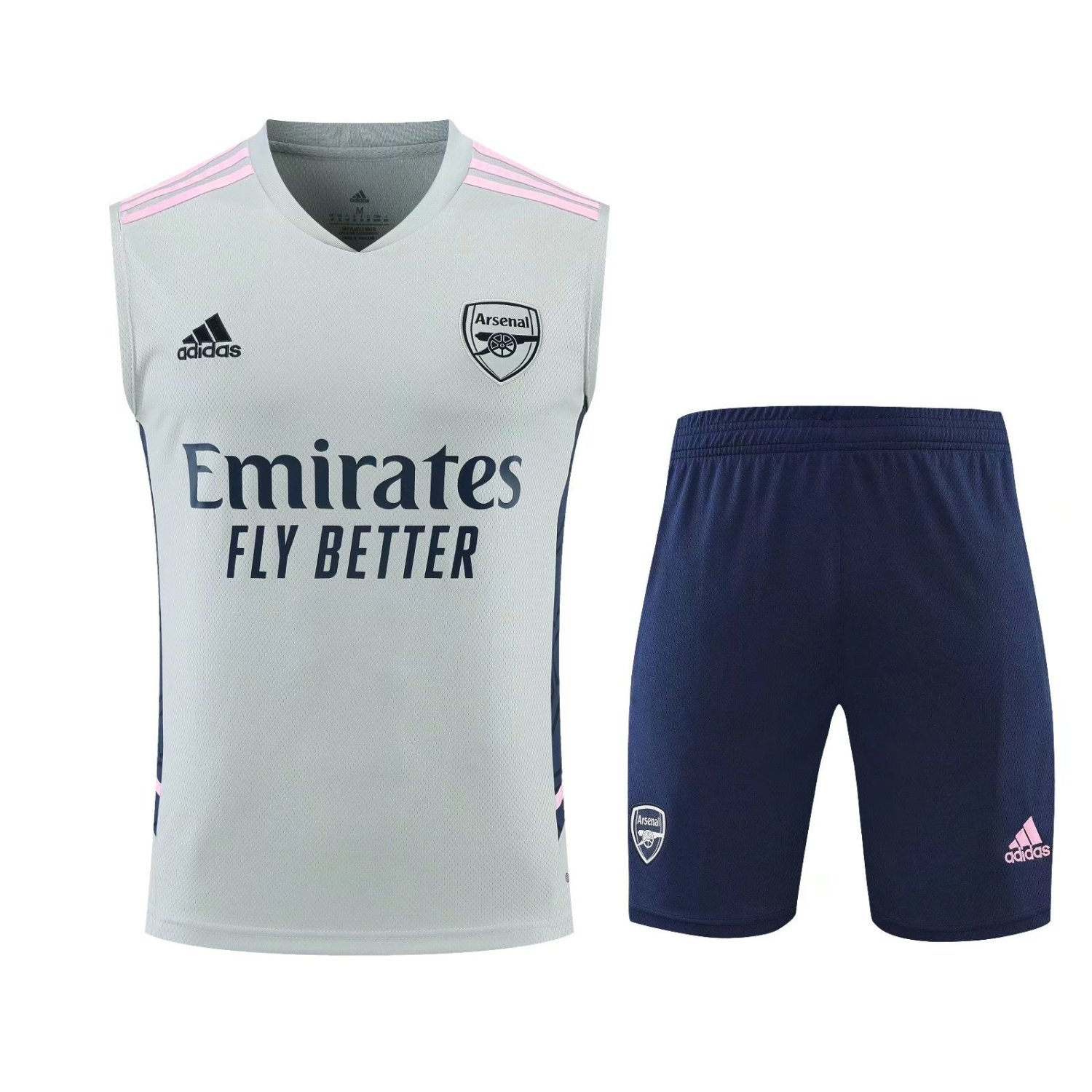 22-23 Arsenal Light Grey Soccer Football Training Kit (Singlet + Shorts) Man